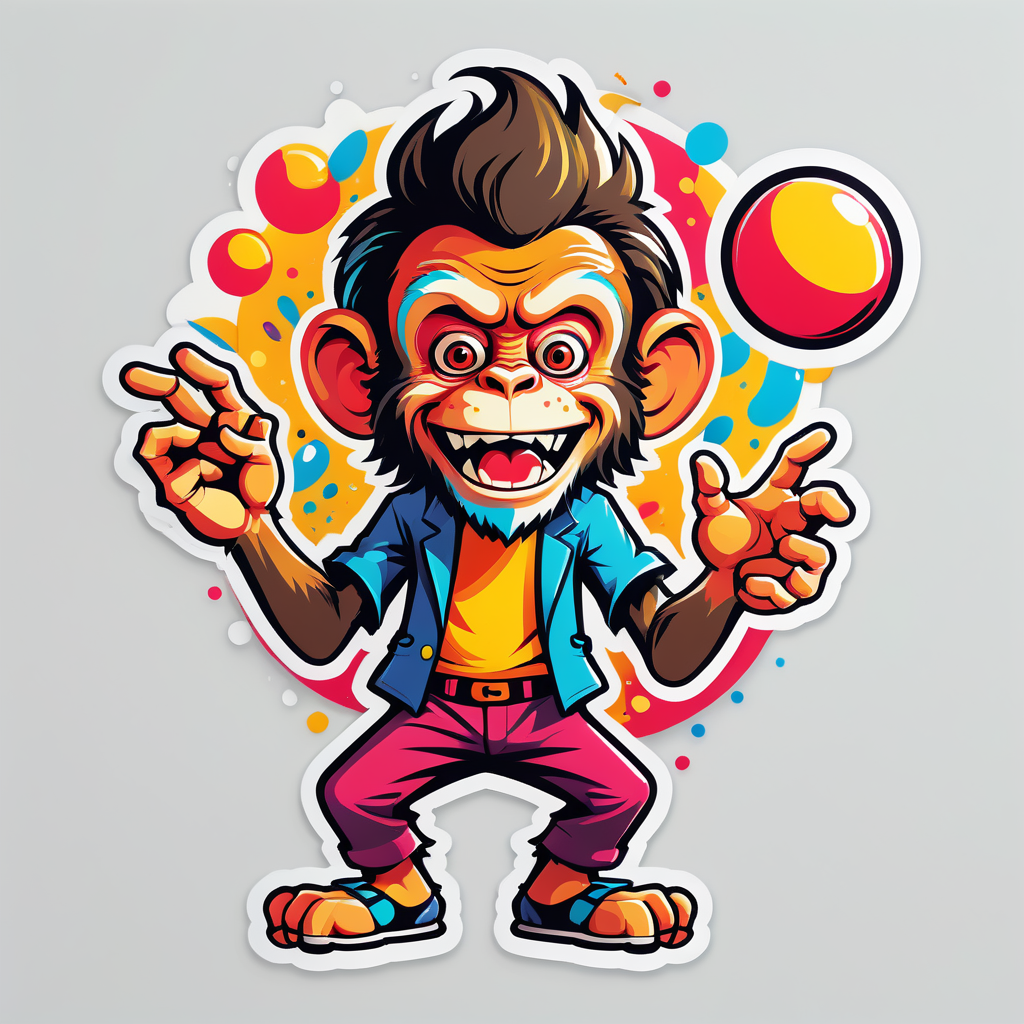 Crazy Monkey Juggler sticker