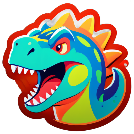 A playful dinosaur roaring sticker