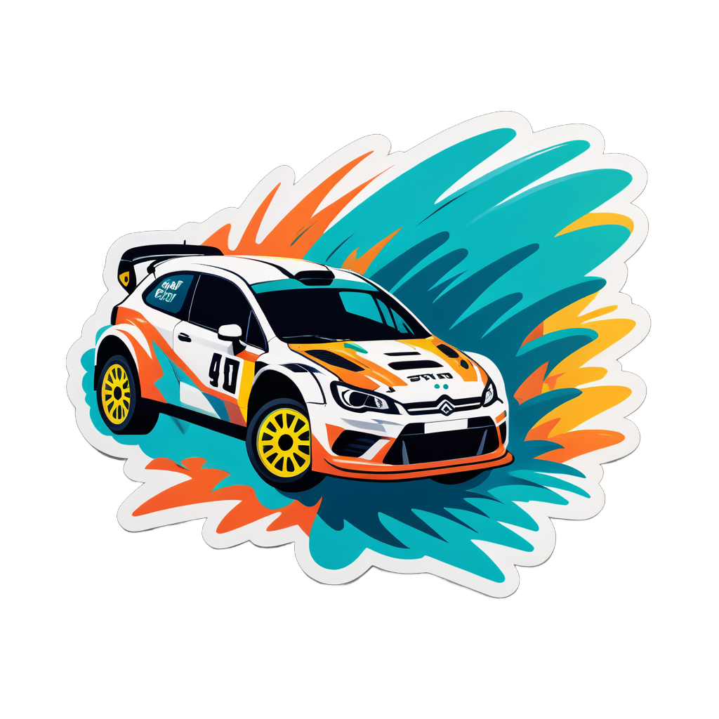 Rally Car in Action sticker