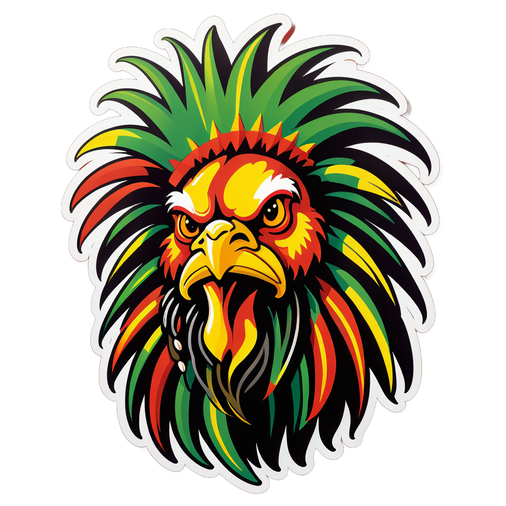 Reggae Rooster with Dreadlocks sticker