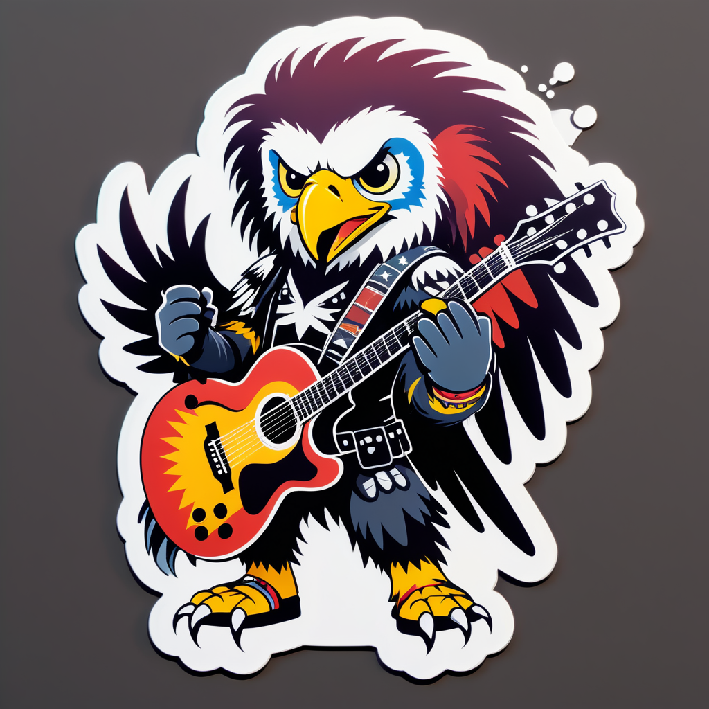 Emo Eagle with Guitar sticker