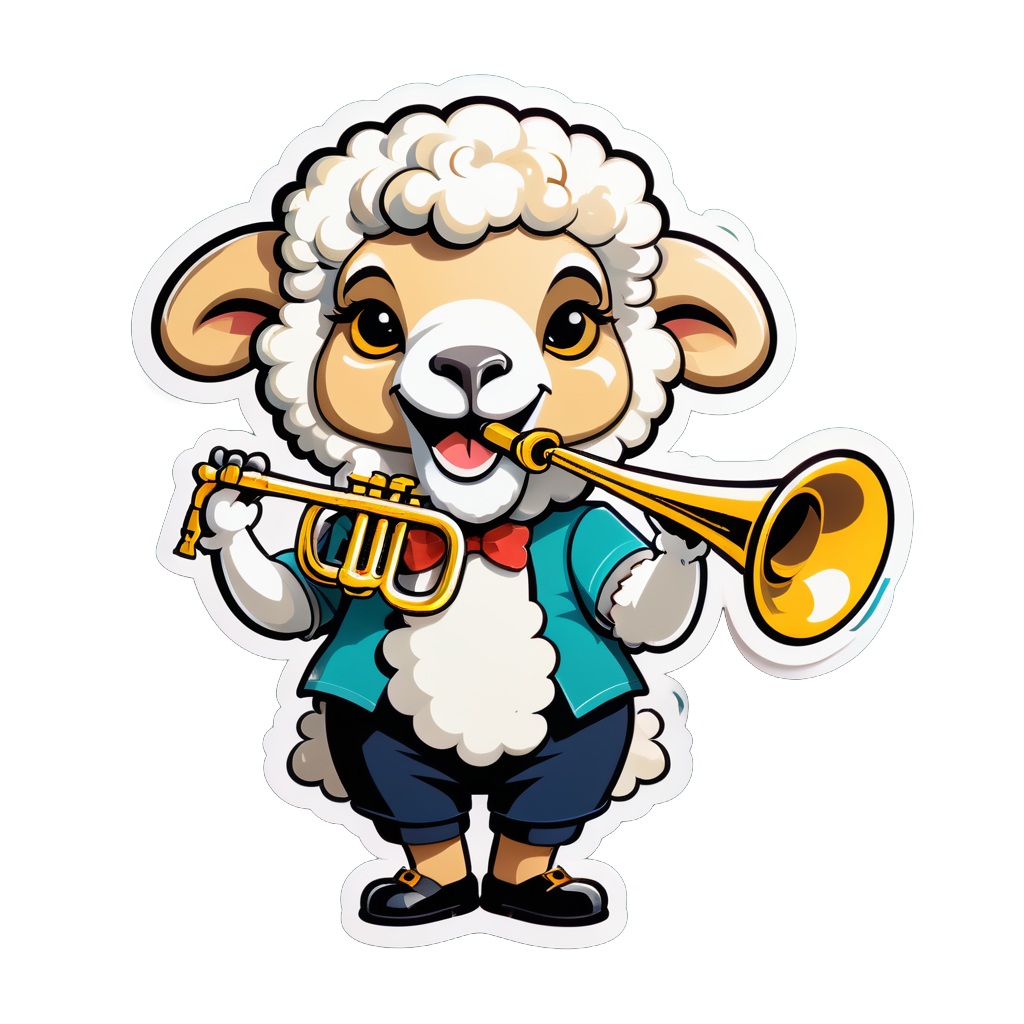 Swing Sheep with Trumpet sticker