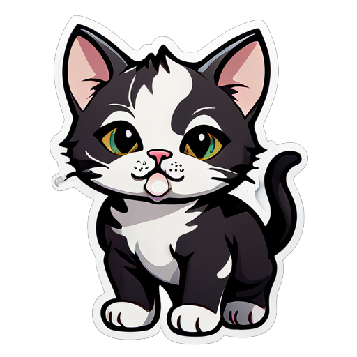 Calm full body kitten with septum piercing like a bull sticker