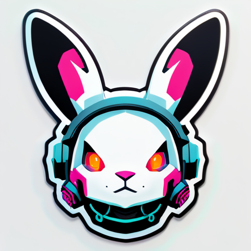 cyberpunk white bunny sticker