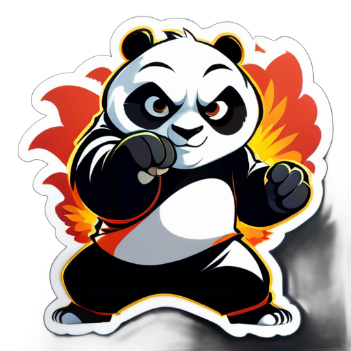 kung fu panda en postura de golpe sticker