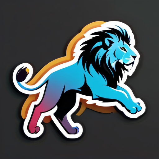 a lion flying on the sky sticker