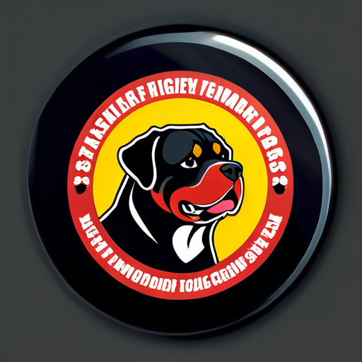 In einem schwarzen Kreis soll mittig ein schwarz weißer Rottweiler Kopf. Um den Kopf herum der Text "Verein deutscher Kampfhunde seit 1957" sticker