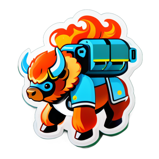 bison avec jetpack sticker