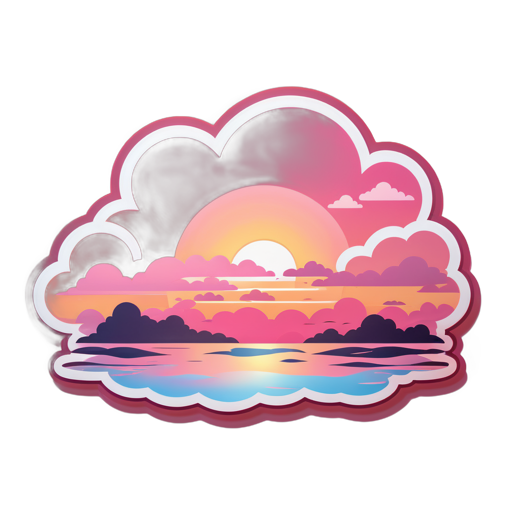 Nubes rosadas a la deriva al atardecer sticker