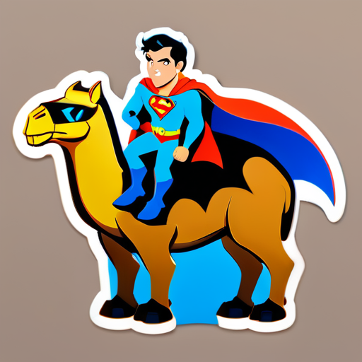 Ben dez, Superman e Batman em cima de um camelo sticker