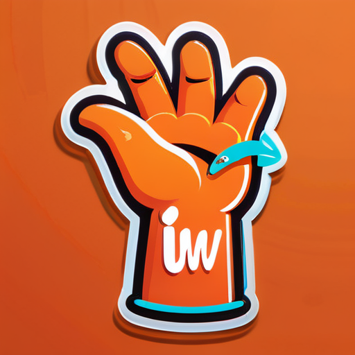 ORANGENE HAND MIT DER INSCRIPTION WWW.FAJNPARTYLIVE.CZ sticker