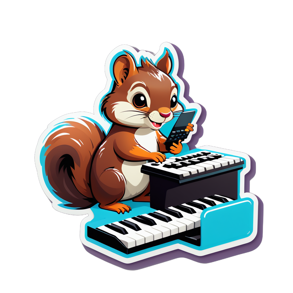 Soulful Squirrel with Keyboard sticker