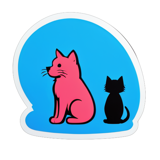 Cat with dog sticker