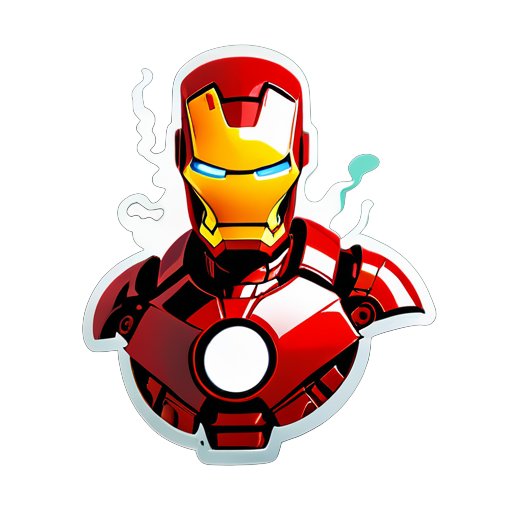 Une demi-statue d'Iron Man fumant une cigarette sticker