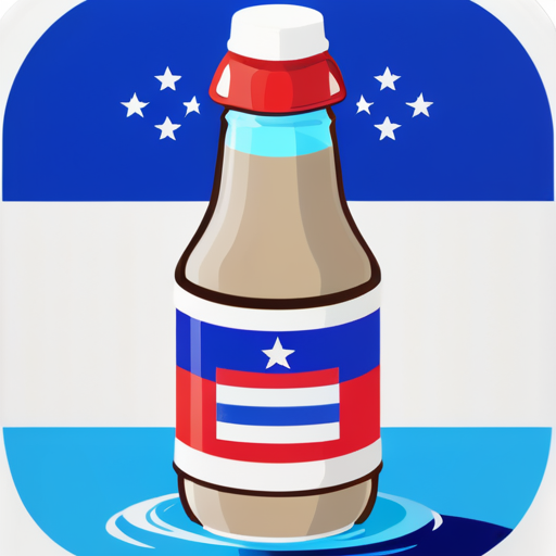 necesito generar un sticker para una botella de bebidas con el fondo de la bandera de puerto rico y por encima la frase "coquito de titi" en letras grandes sticker