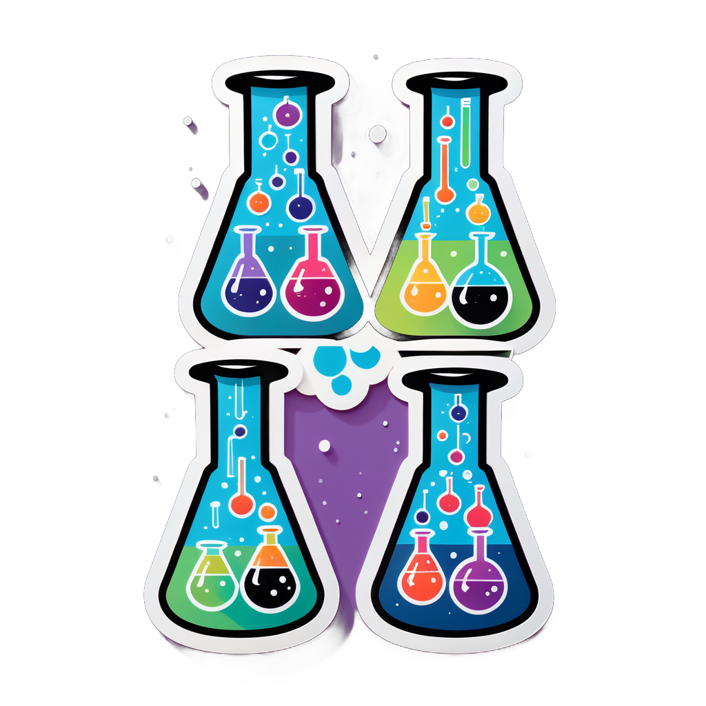 Quirky Science Beakers sticker