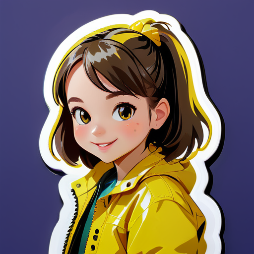 Jeune fille avec une veste jaune  sticker