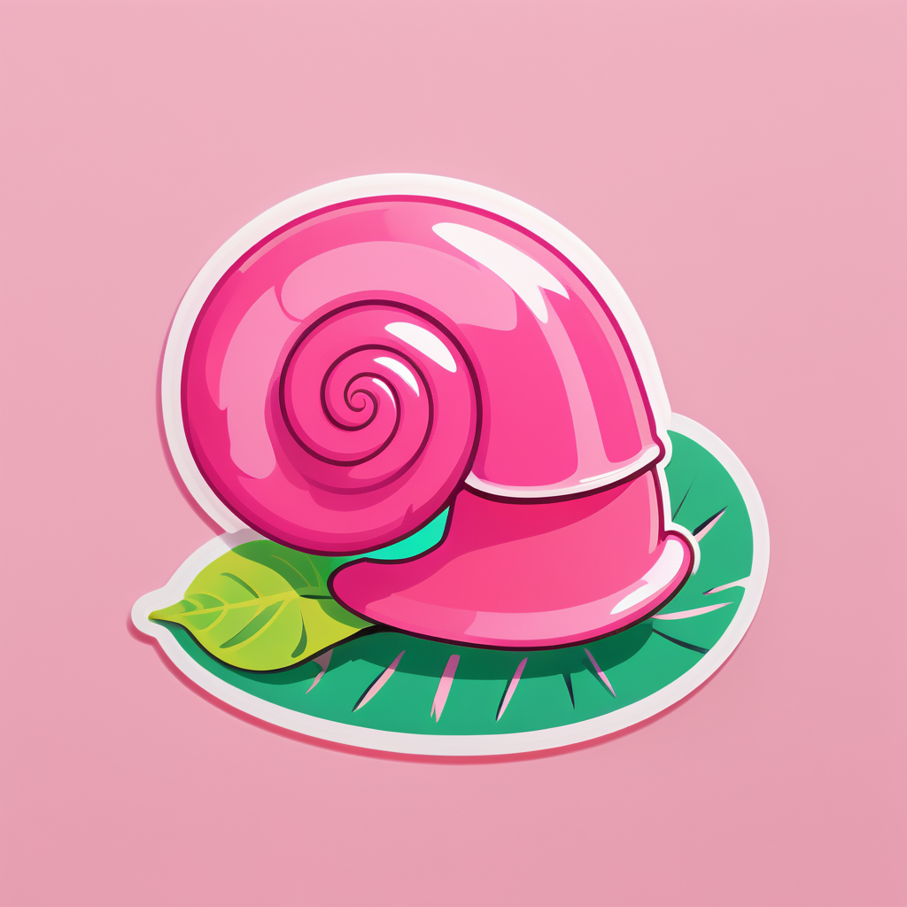 Escargot rose glissant sur une feuille sticker