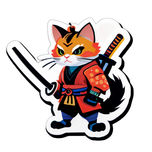 samurai cat sticker