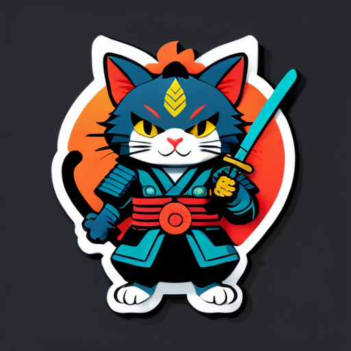 chat samouraï sticker