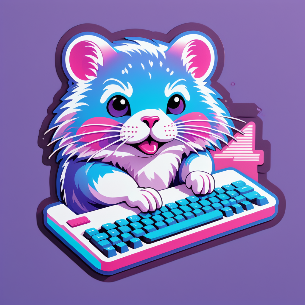 Vaporwave Vole with Keyboard sticker