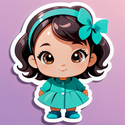 Cute and Adorable little girl cartoon sticker