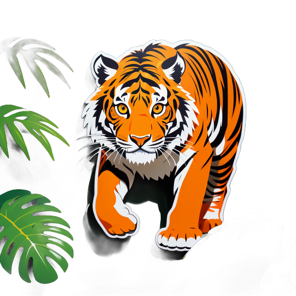 Orange Tiger Lurking in the Jungle sticker