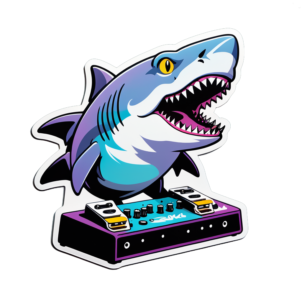 Shoegaze Shark with Pedalboard sticker