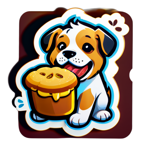 A dog is eating bread sticker