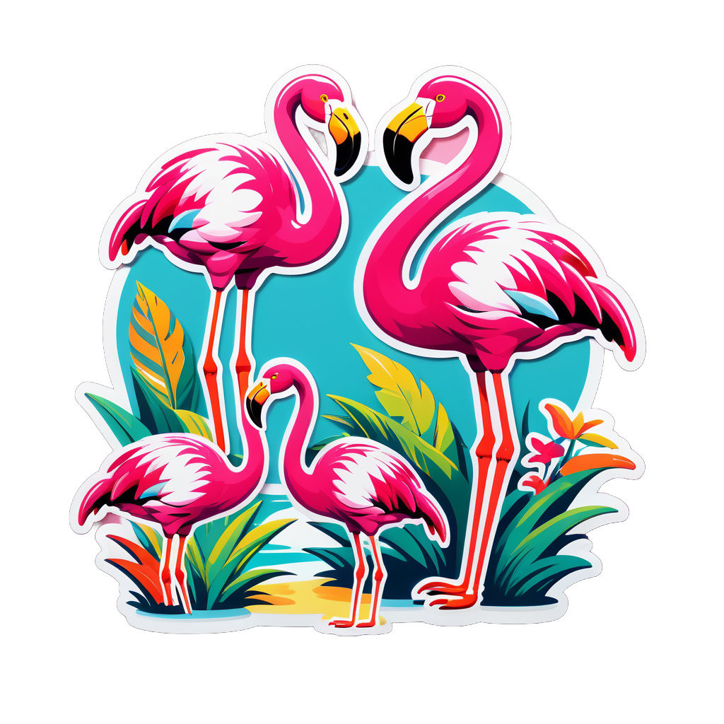 Bulky Cotton Flamingos sticker