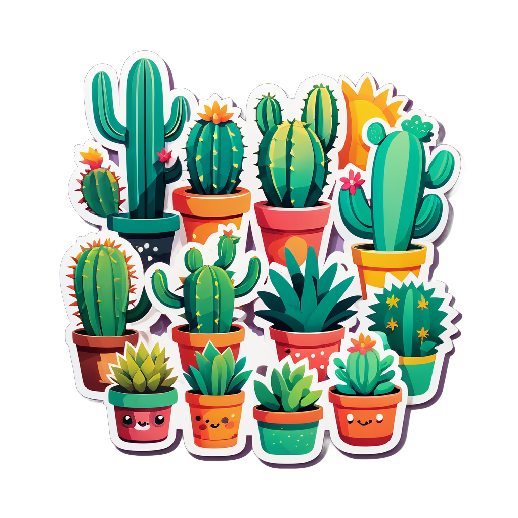 Colección de Cactus Lindos sticker