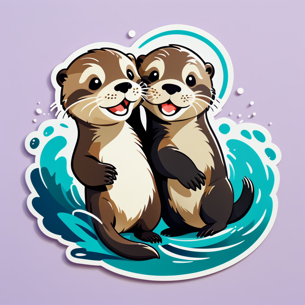 Playful Otter Duo sticker