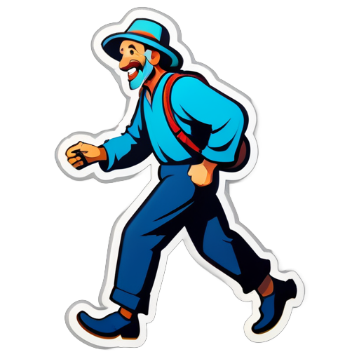 hombre campesino feliz caminando sticker