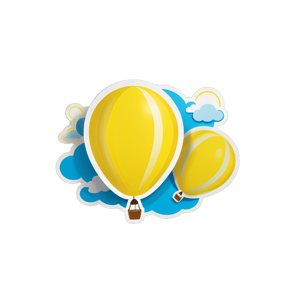 Yellow Balloon Soaring in the Sky sticker