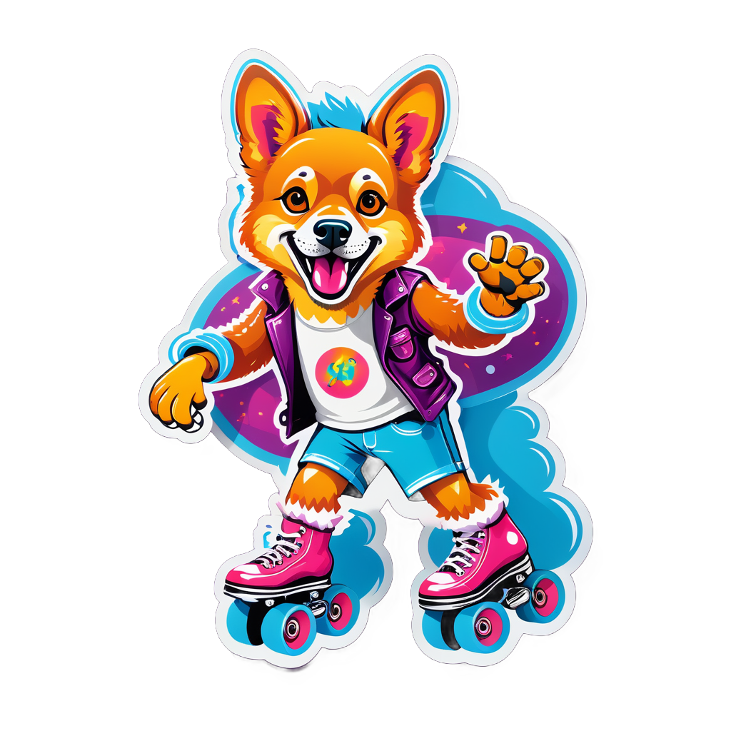 Disco Dingo with Roller Skates sticker