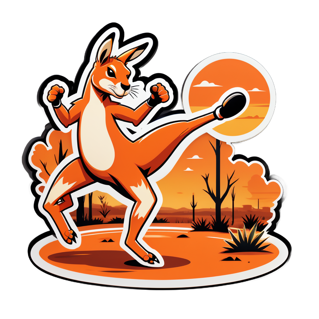 Orange Kangaroo Boxing in the Outback sticker