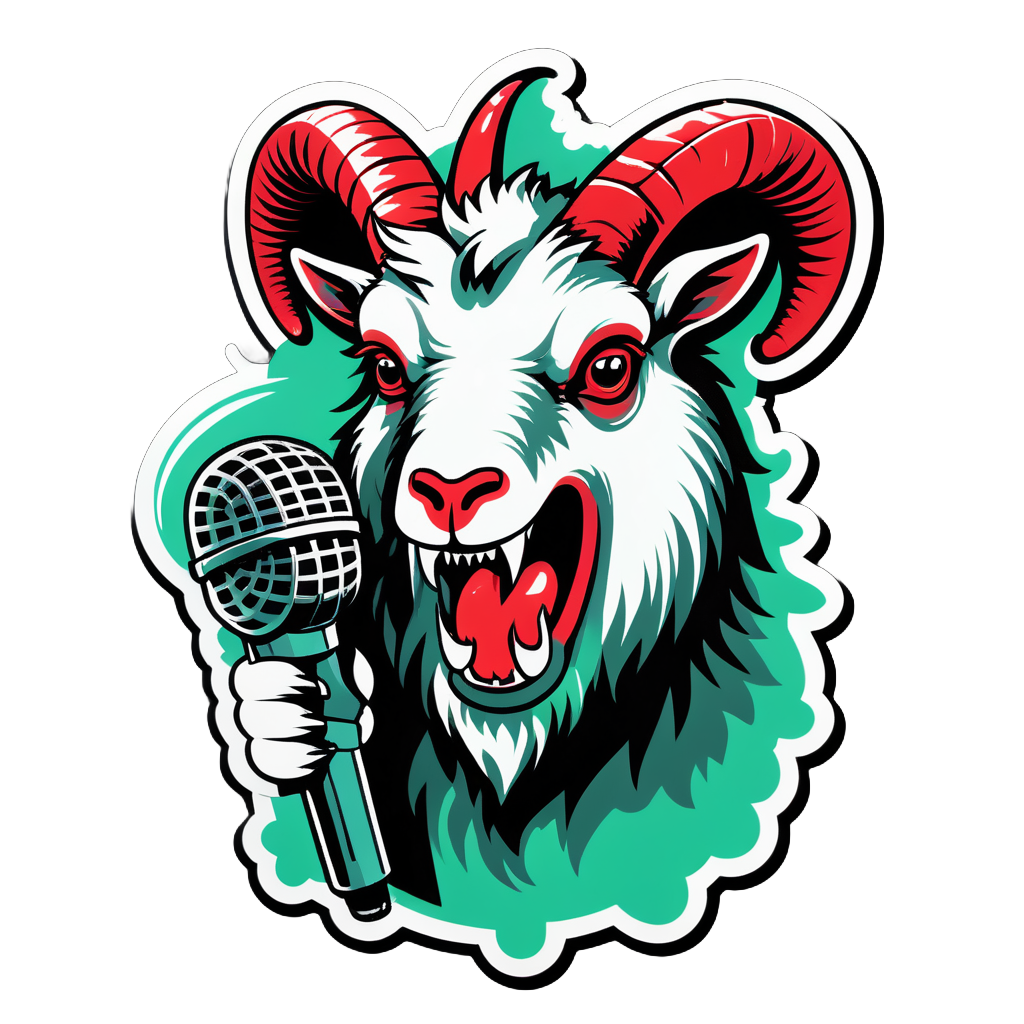 Grindcore Goat with Microphone sticker