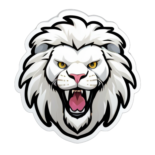 a styling white lion with roarring face sticker