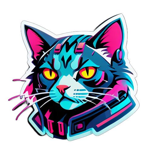 Chat cyberpunk sticker