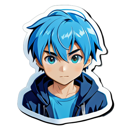 Blue hair anime boy