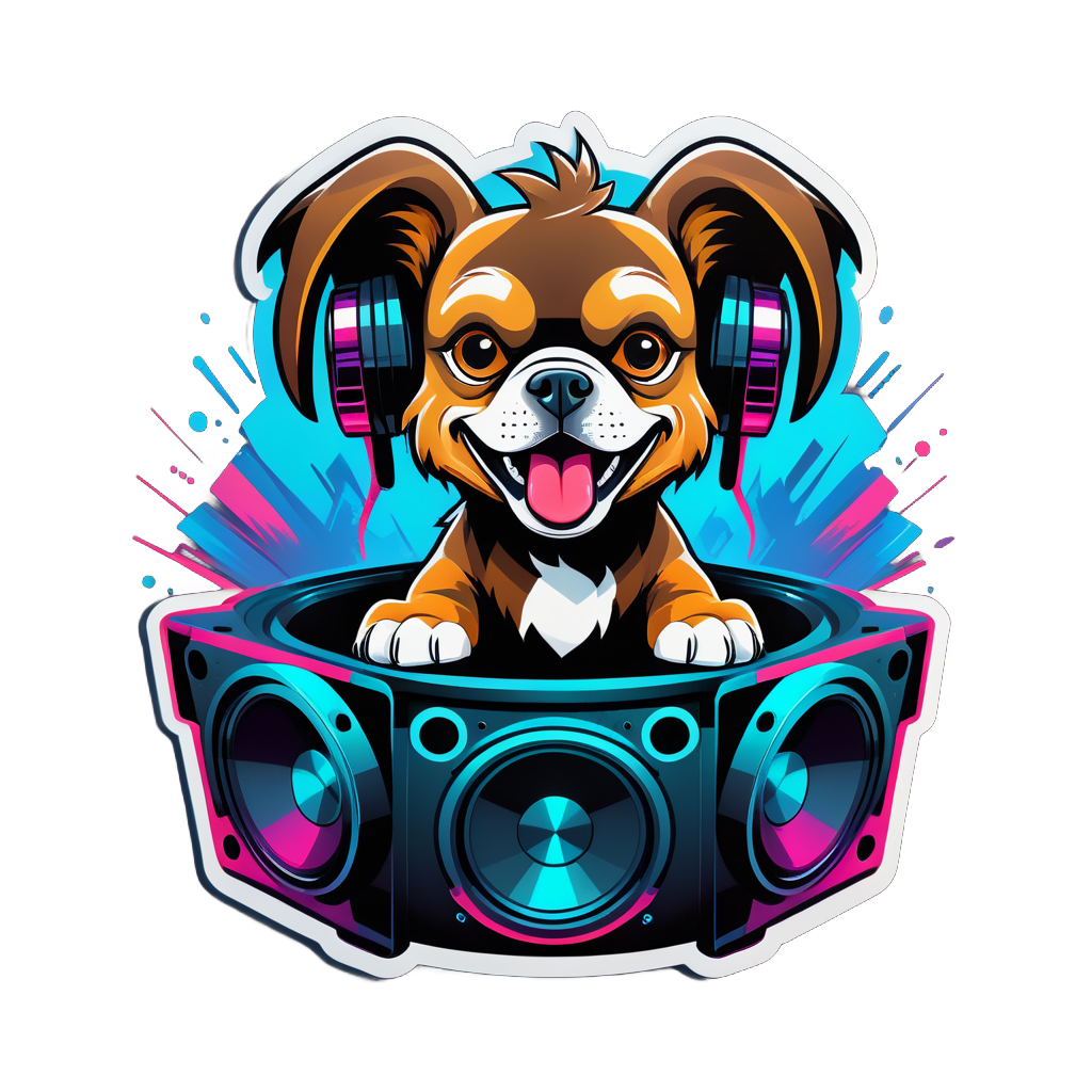 Dubstep Dog with Subwoofer sticker