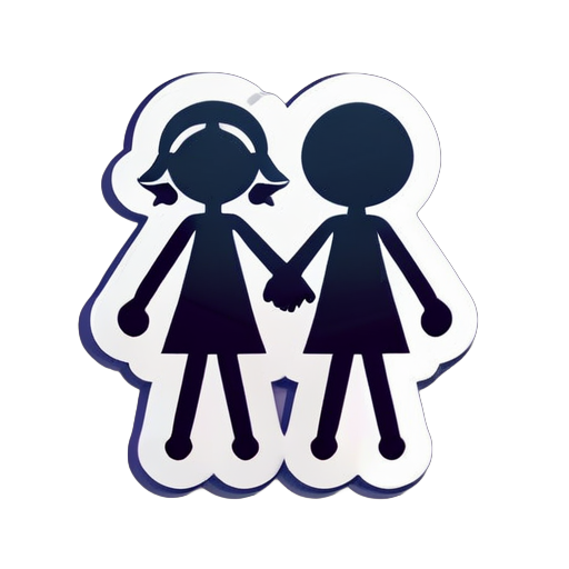 two stick figures holding hands
 sticker