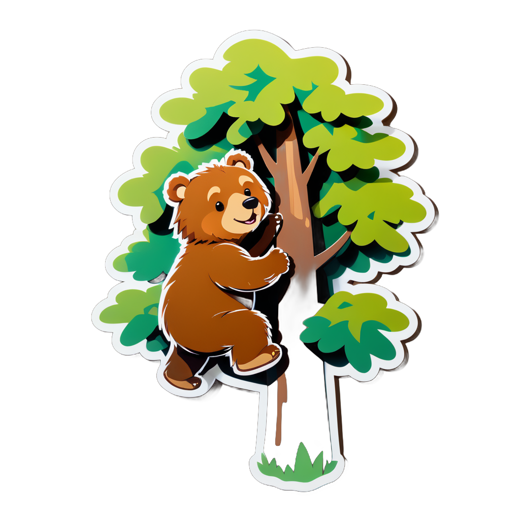 Brown Bear Climbing a Tree sticker