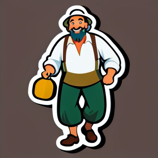 hombre campesino feliz caminando sticker