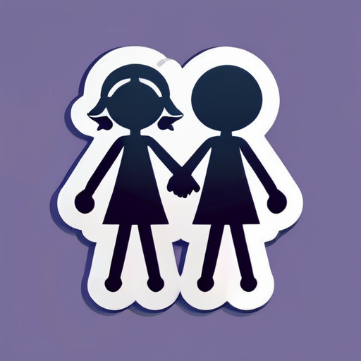 two stick figures holding hands
 sticker