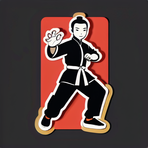 Homem de Fósforo Preto de Kung Fu Chinês sticker