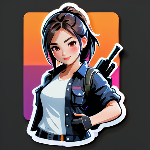 menina bonita joga pubg mobile sticker