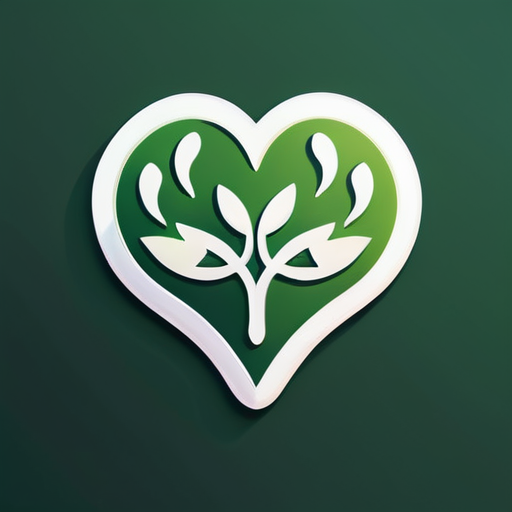 Un symbole composé d'un cœur et de feuilles, le cœur représentant un corps en bonne santé, les feuilles représentant la nature et l'équilibre écologique. sticker