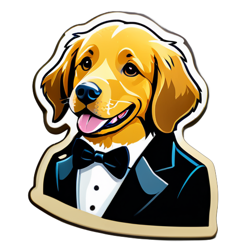 golden retriever avec smoking sticker