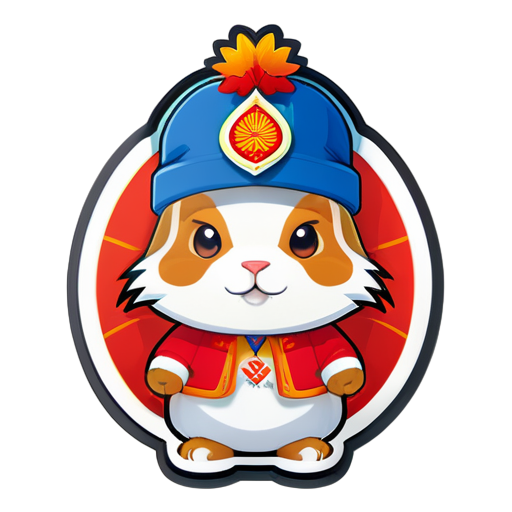 Mitu - con thỏ xiaomi. Anh ấy đang mặc chiếc mũ dân tộc Kyrgyzstan có tên là kalpak. sticker